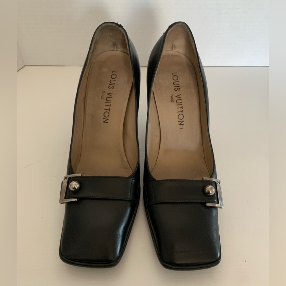 Louis Vuitton Square Toe Black Women's Heels